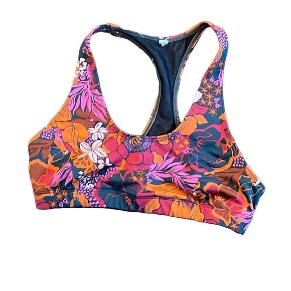 Free‎ People Movement Free Love Orange Floral Print Sports Bra Size XS - Picture 2 of 4